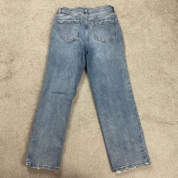 Kensie Womens 8/29 Jeans Blue Vintage Luxe Straight Leg Medium Wash Distressed - Picture 3 of 7